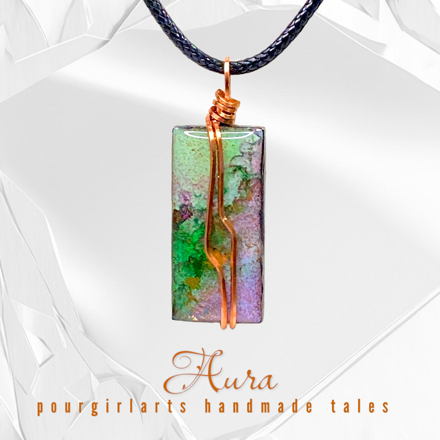 COLOURFUL RECTANGLE AURA STONE NECKLACE