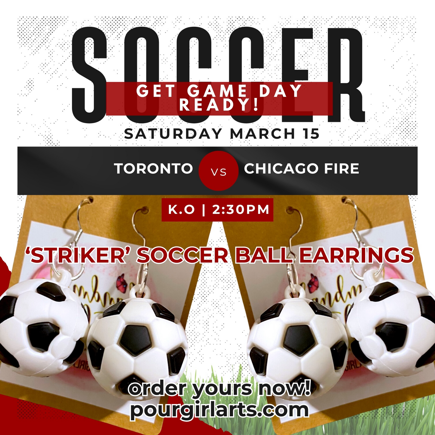 STRIKER, SOCCER BALL EARRINGS