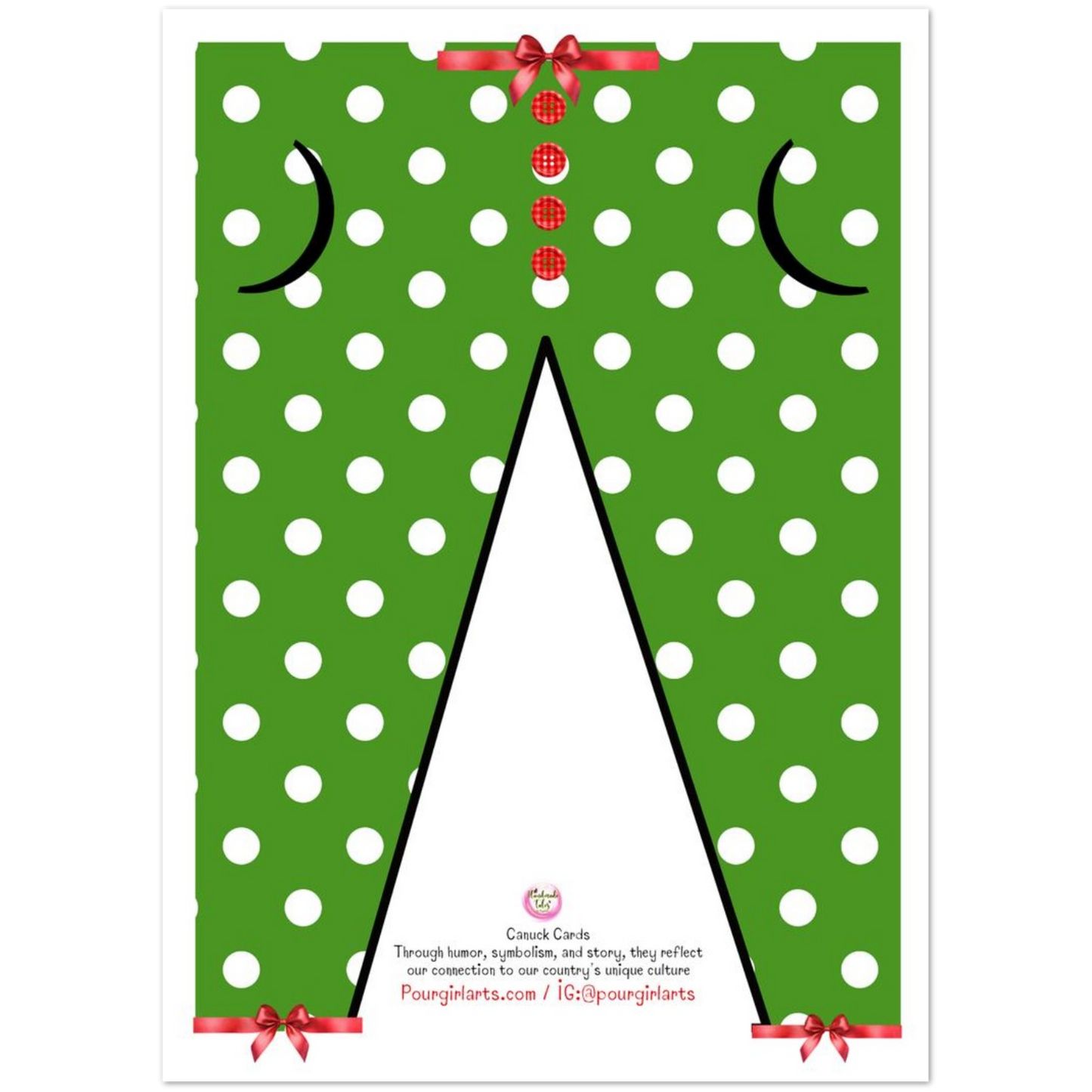 Green polka dot PAJAMA pants with red bows on a white background