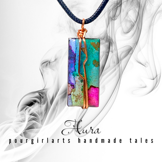 COLOURFUL RECTANGLE AURA STONE NECKLACE