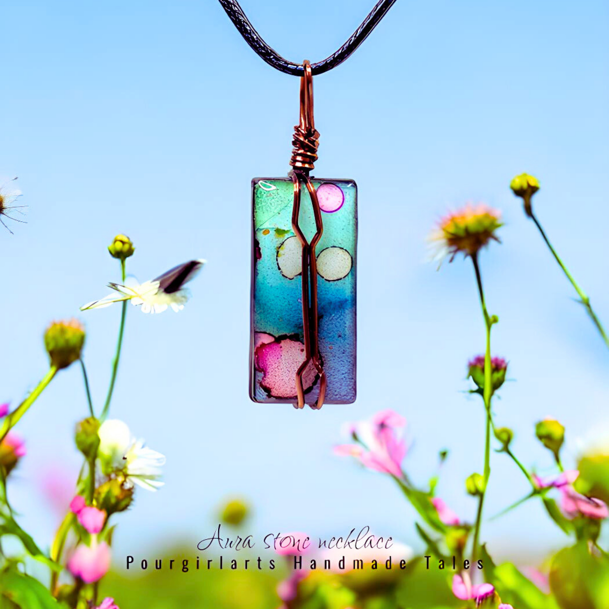 WHISPERS RECTANGLE AURA STONE NECKLACE