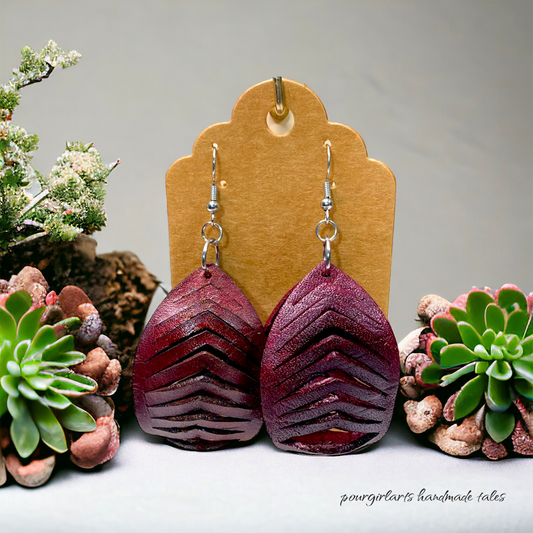 LEATHER POD EARRINGS MAHOGANY